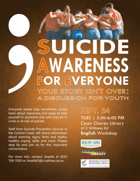 Ccl Suicide Awareness For Everyone Youth Workshop Salinas Public Library