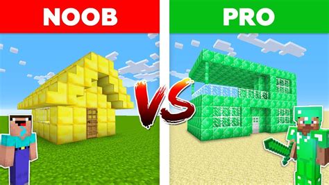 Minecraft Noob Vs Pro Emerald House Vs Gold House In Minecraft Youtube