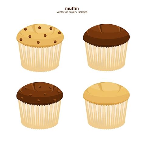 Premium Vector Illustration Vector Set Of Vanilla And Chocolate Muffin