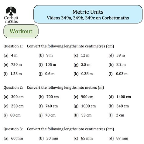 Metric Units Textbook Exercise Corbettmaths
