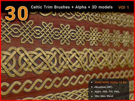 Celtic Trim Patterns Alpha Brushes And 3d Models On Behance