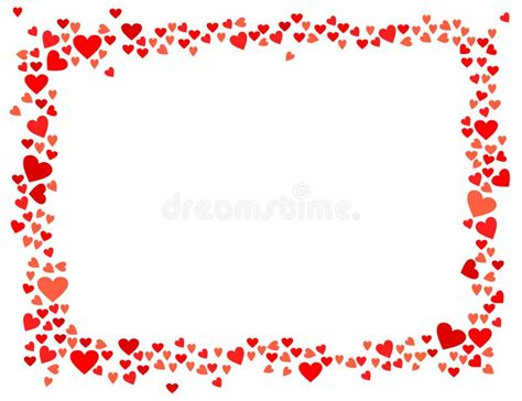 Vector Red Hearts Horizontal Frame Isolated On White Background Stock