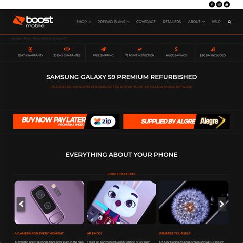 Read full specifications, expert reviews, user ratings and faqs. Samsung Galaxy S9 (Refurbished) 64GB $579 (with Free $30 SIM Card from Boost Mobile) - OzBargain