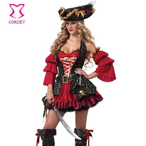 Sexy Pirata Fancy Dress Deguisement Adultes Cosplay Costume Burlesque Spanish Pirate Costume