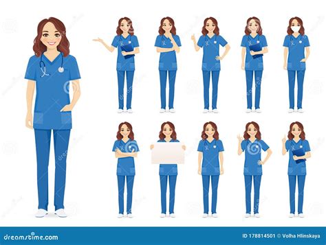 Female Nurse Character Set Stock Vector Illustration Of Medic 178814501