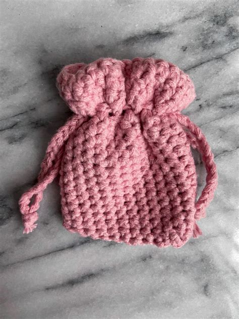 Hand Knitted Pouch With Drawstring Closure Crochet Pouch Etsy
