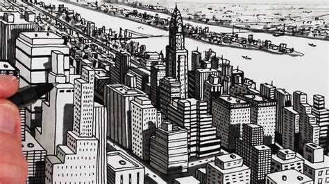 How To Draw City Buildings New York City Shadows City Drawing Drawings Point Perspective