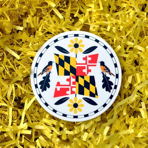 3 Round Sticker Maryland State Flag Hex Sign Etsy