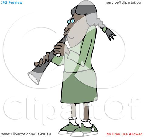 Cartoon Of A Black Girl Dressed In Green Playing A