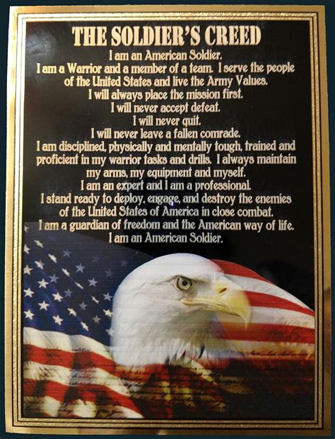 Soldiers Creed Plaque Army Soldier American Flag Made In Michigan