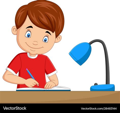 Cartoon Little Girl Studying Royalty Free Vector Image Reverasite