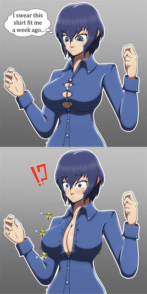 Rule 34 Atlus Blue Eyes Blue Hair Blush Breasts Clothed Clothing Female Huge Breasts