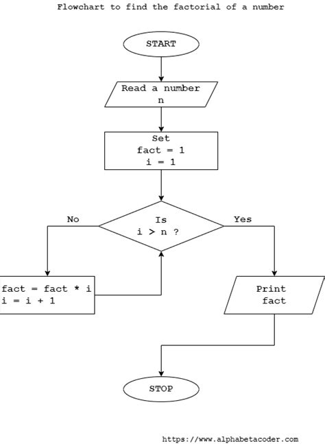 Flowchart To Find The Factorial Of A Number Alphabetacoder