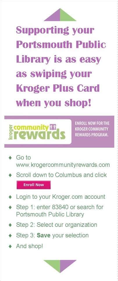 Kroger plus card sign up. Support your Public library . Just sign up and swipe your Kroger Plus Card when you shop ...