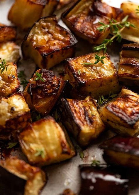 Roasted Eggplant Oven Baked Cubes Yummy Recipe