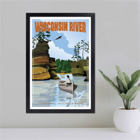 Vintage Inspired Poster Wisconsin River Wisconsin Dells By