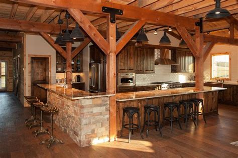 Rustic Kitchen Post And Beam Style Barn Home Sand Creek Post And Beam
