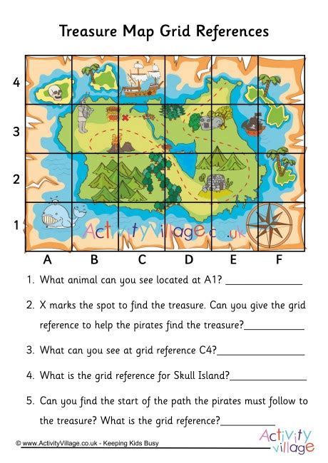 Treasure Map Grid Reference Worksheet