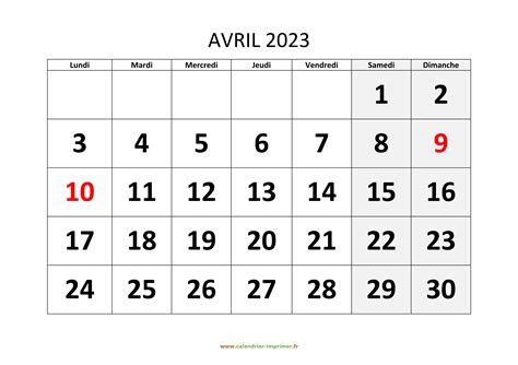 Calendrier Avril 2023 224 Imprimer