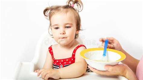 Healthy Nutrition For Kids Cute Baby Eating Vegetables In White