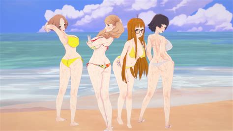Rule 34 3d 4girls Ann Takamaki Ass Beach Bikini Haru Okumura Koikatsu