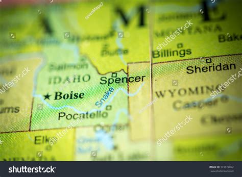 Closeup Spencer Idaho On Political Map Stock Photo Edit Now 373872892