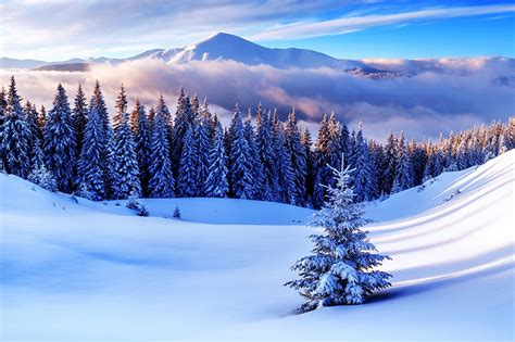 Wallpaper Spruce Winter Nature Mountains Snow Scenery Trees