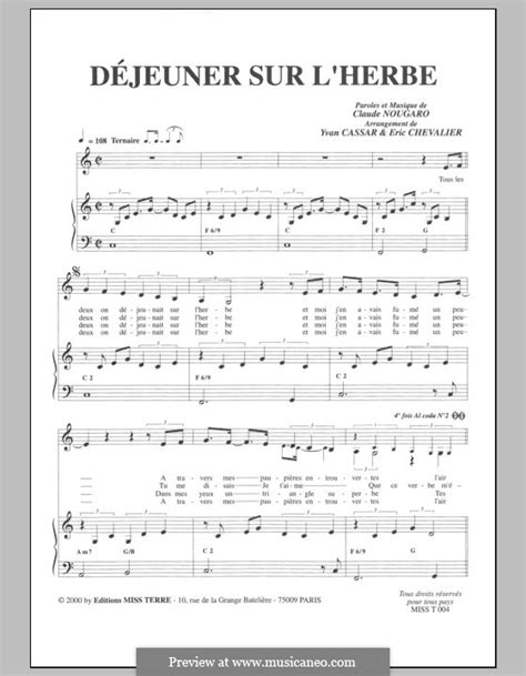 Dejeuner sur l'herbe von C. Nougaro Noten auf MusicaNeo