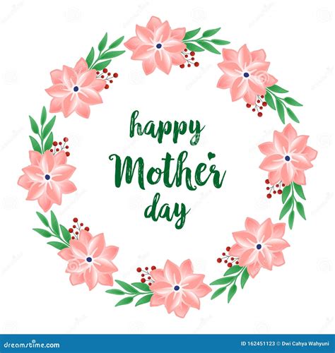Shape Circle Of Sketch Green Leafy Flower Frame For Text Happy Mother Day Vector Stock Vector