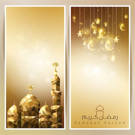 Premium Vector Beautiful Ramadan Kareem Gold Greeting Card Template