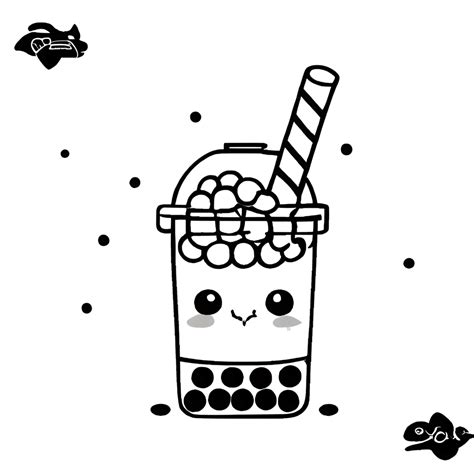Cute Boba Tea Coloring Page · Creative Fabrica