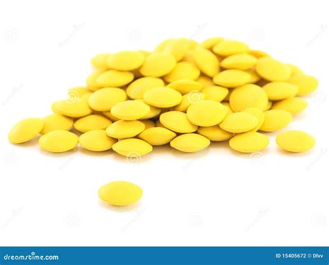 Heap Of Round Yellow Pills Stock Photography Image 15405672