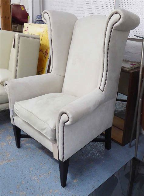 Wingback Armchair Contemporary With Studded Detail 133cm H