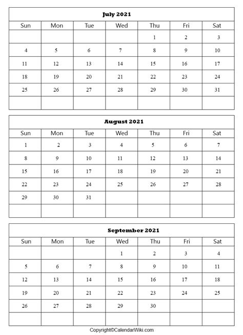 July August September 2021 Printable The Calendar