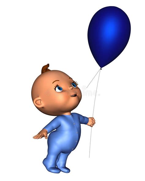 Toon Baby With Blue Balloon Stock Illustration Illustration Of Shiny