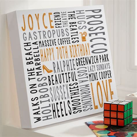 50% off with code sunnysavingz. 70th Birthday Gift For Her Personalised Square Word Art ...