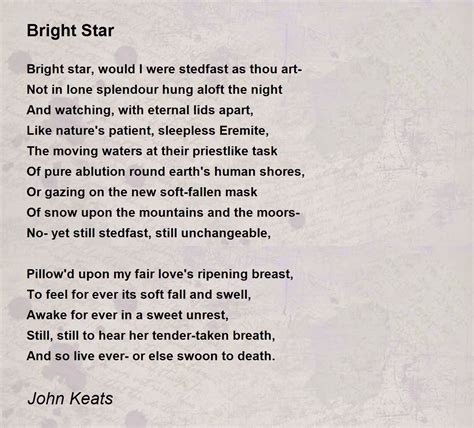 Bright Star Poem By John Keats Poem Hunter
