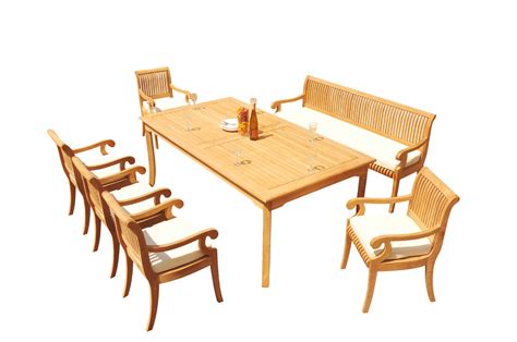 Grade A Teak Dining Set 6 Seater 7 Pc 83 Rectangle Table And 6 Giva