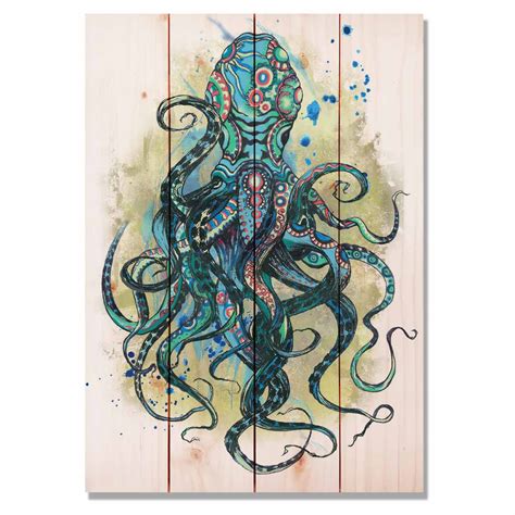 Day Dream Wcbo1420 14 X 20 In Colorful Blue Octopus Wall Art Walmart
