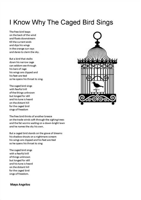 I Know Why The Cage Bird Sings Poetry Quotes Pinterest