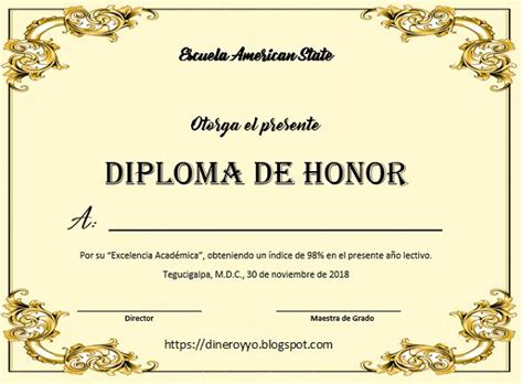 A Diploma Certificate Is Shown In Gold And White