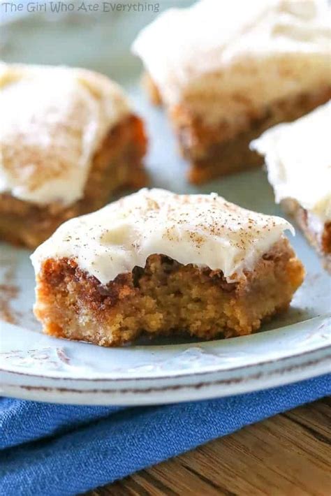 Cinnamon Roll Blondies - The Girl Who Ate Everything