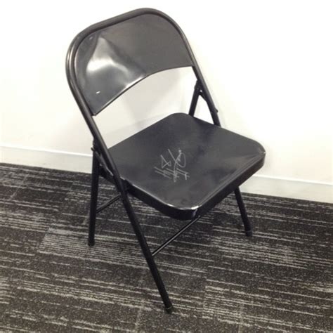 Crush the competition on the front hood, slam them through the truck bed hood, or launch them through the back strapped to a stretcher! Triple H USED & SIGNED Steel Chair (Smackdown - 11/21/14) | WWE Auction