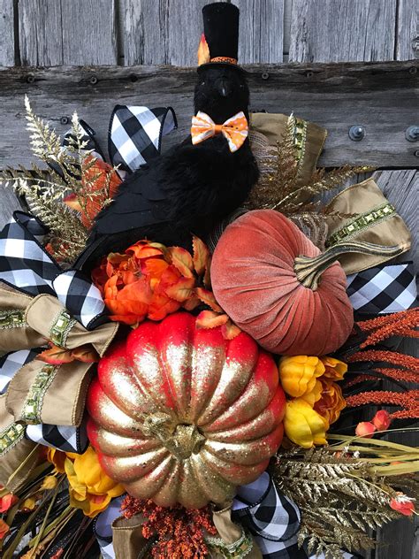 Halloween Crow Wreath, Halloween Wreath, Crow Wreath, Fall Wreath, Vintage Halloween, Vintage Wreath