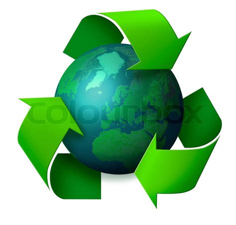 Recycling Concept Symbol Arrows Around Green Planet Earth Stock Image