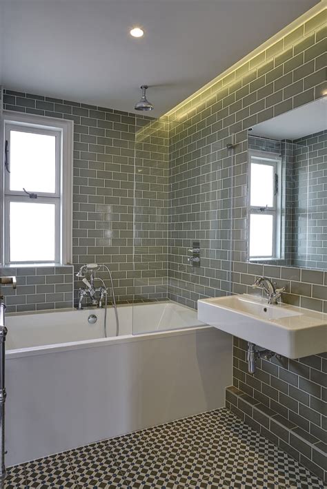 Grey Metro Tiled Bathroom The Cloisters Maisonette Conversion In