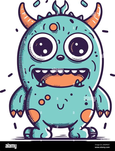 Funny Cartoon Monster Vector Illustration Cute Monster Character Stock Vector Image And Art Alamy