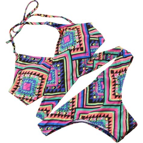 Sexy Brazilian Totem Retro Printing Bikini Set 2016 Summer Padded Swimwear Criss Cross Bikini