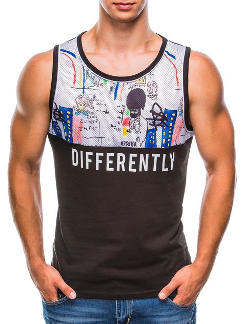 Mens Printed Tank Top S783 Black Modone Wholesale Clothing For Men