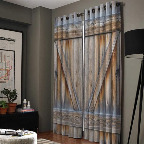 Fortunehouse8 Blackout Curtains Thermal Insulated Vintage Barn Door